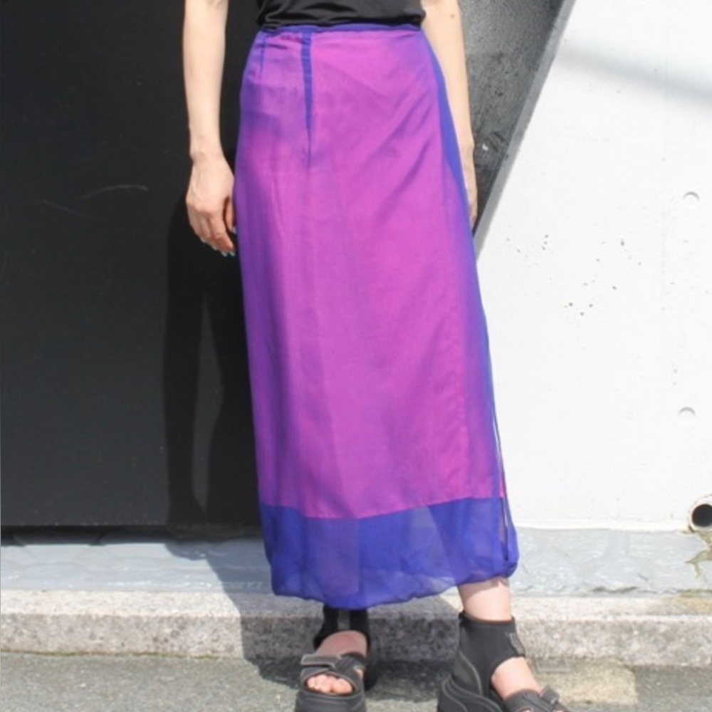 DRIES VAN NOTEN Dark Plum Spa Silk Pencil Skirt
